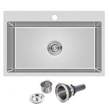 26 18 inches Drop-in Kitchen Sink Single Bowl 304 Stainless Steel, Handmade ...