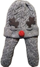 New Barnes  Noble Hat  Mittens Set Reindeer Kids 3-6 yrs. Fun Set For Your Kid