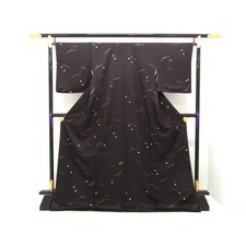 Komon Dye Kitagawa Unused Kimono Purple & Sakura Silk-Adult Occasion