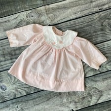 Vintage Baby 9 Months Infant Dress Pink Alexis USA Smocked Embroidered Birds