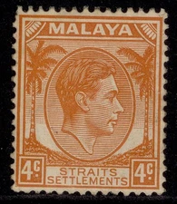 MALAYSIA - Straits GVI SG296, 4c orange, M MINT. Cat £90.