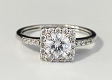 9K White Gold & Cubic Zirconia Engagement Ring size M 1/2 - 6 1/4