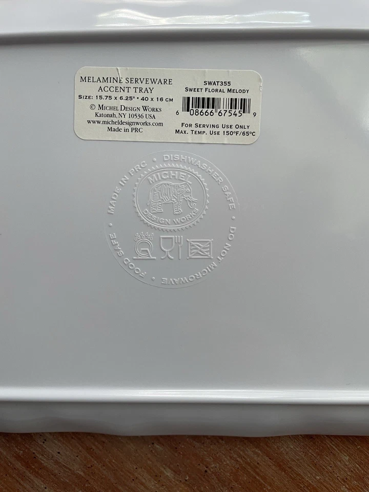 Michel Design Works “Sweet Floral Melody” Melamine Accent Tray 15.75”  X 6.25” - Image 4 of 4