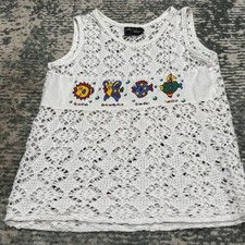 Madalana vintage white open-work crochet tank top XS Made In USA