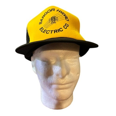 #ad Vintage Bangor Hydro Electric Trucker Hat Quality Caps By George Yellow Foam $44.00