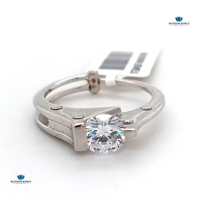 1.25Ct Round Lab Grown/CVD Diamond Handcuff Band Gift Ring 14K White Gold Plated