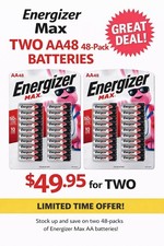 2x Energizer E91TP224 AA Batteries Pack 48 MAX Alkaline- NEW Exp. 12-2039