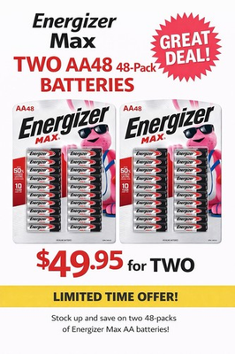#ad 2x Energizer E91TP224 AA Batteries Pack 48 MAX Alkaline NEW Exp. 12 2039 $49.95