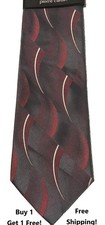 Pierre Cardin 100 Silk Men  s Tie Gray Red 59" x 3.75" NWT Abstract