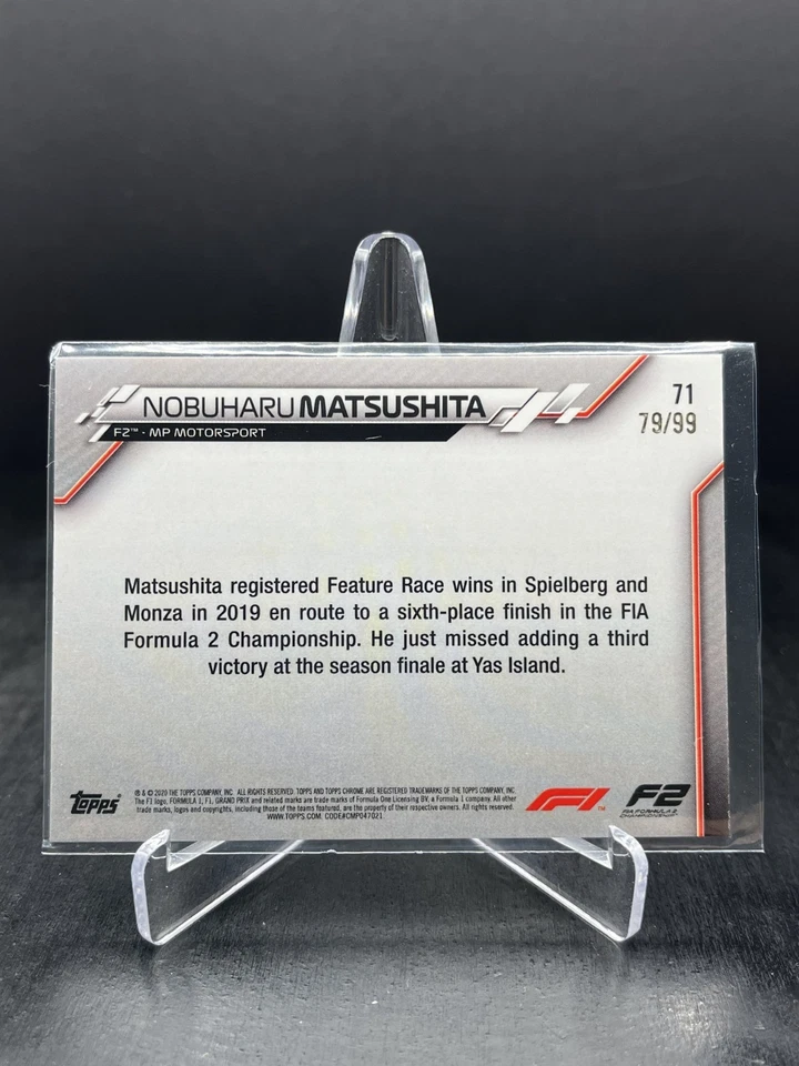 2020 Topps Chrome Sapphire Formula 1 F1 Nobuharu Matsushita Aqua 79/99 #71 - Image 2 of 2