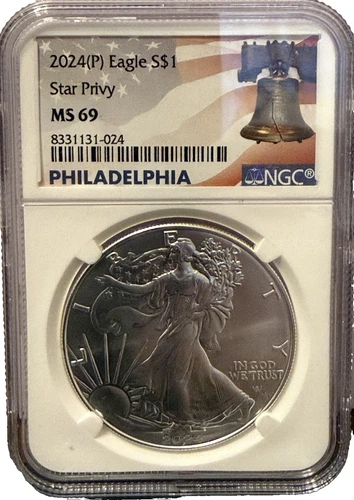 2024 (P) $1 American Silver Eagle w/ Star Privy NGC MS69