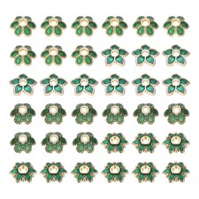 120pcs 4Styles Enamel Flower Bead Caps for Jewelry Making Green
