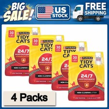 Purina Tidy Cats 24/7 Performance Non-Clumping Cat Litter Clean Linen 30 lb 4Pk