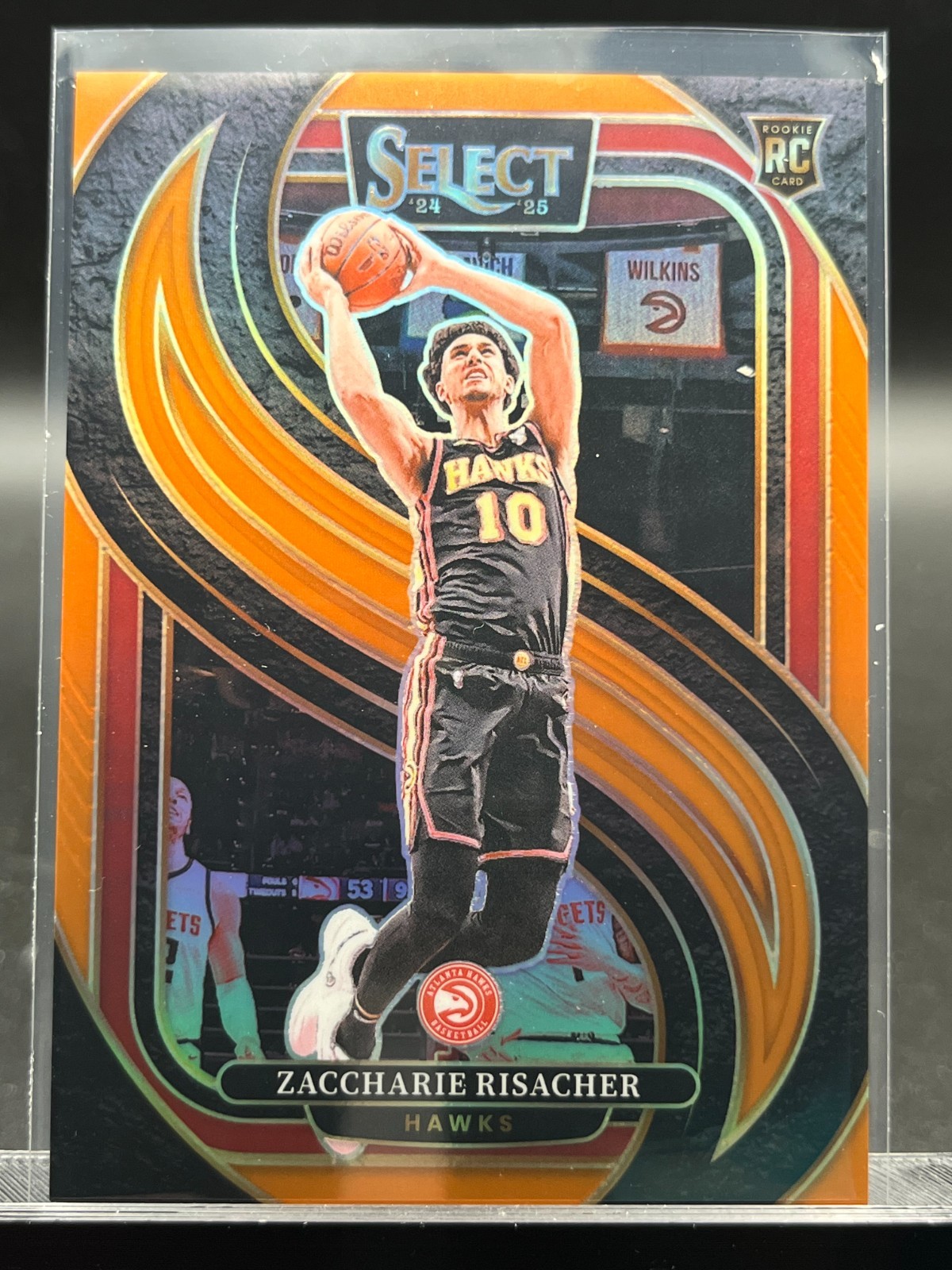 2024-25 Panini Select Zaccharie Risacher #180 RC Premier Level Orange 33/65