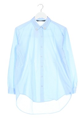ZARA BASIC Langarmhemd Damen Hemd Gr. DE 36 blau Casual-Look