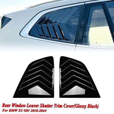 Rear Window Side Louver Shutter Trim For BMW X3 G01 2018-2024 Gloss Blacak