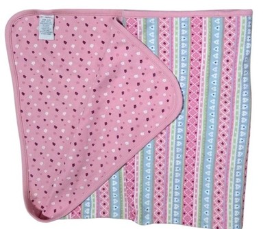Vintage 1998 Gymboree Cotton Candy Reversible Baby Blanket 100% Cotton Soft Rare