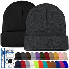 Beanies for Men Women 2 Pack Fall Winter Mens Hats Unisex Warm Knit Skullies ...