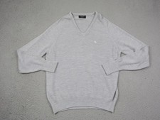Vintage Christian Dior Sweater Mens Large 42 Gray V-Neck Made in USA 80s