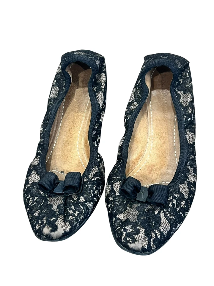 BAILARINA BALLET SALVATORE FERRAGAMO MY JOY BELLE ENCAJE NEGRO ARCO VARA 7,5 Foto 2 de 4