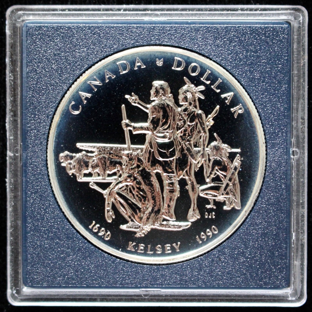 1990 CANADA $1 Dollar .500 SILVER UNC -Elizabeth II -Henry Kelsey