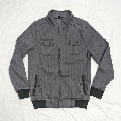 ユウ Sapphire Lounge Men's Full Zip Jacket Medium Stripe Design Mock