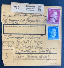 1944 Grimsdorf Germany Parcel Cover to Drutte Neuengamme Concentration Camp KZ