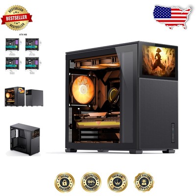 Compact Black ATX PC Case with Mesh Panel for Cooling and Tool-Free Setup