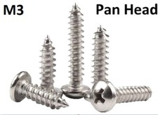 M3 Silver Stainless Steel Self Tapping Phillips Pan Head Wood Screws Sizes T63