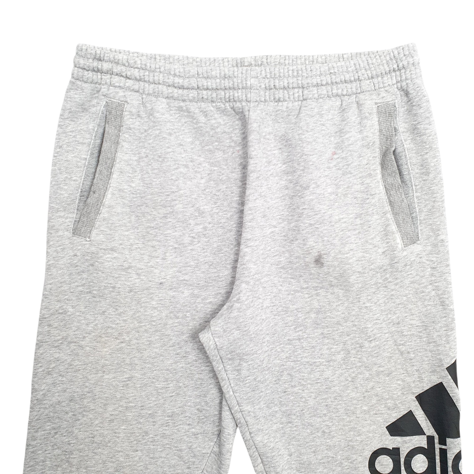 ADIDAS Spellout Stretch Fit Jogger Trousers Cotton Blend Grey Mens W28 L28 image 2