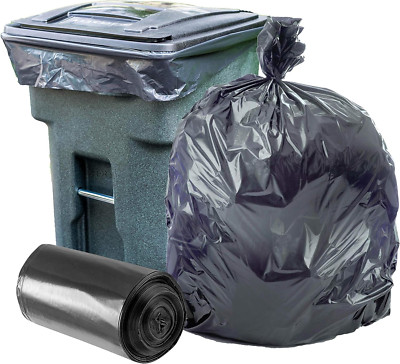 95-96 Gallon Garbage Can Liners, 1.2 Mil, Black Heavy Duty Trash Bags, Rolls, 61