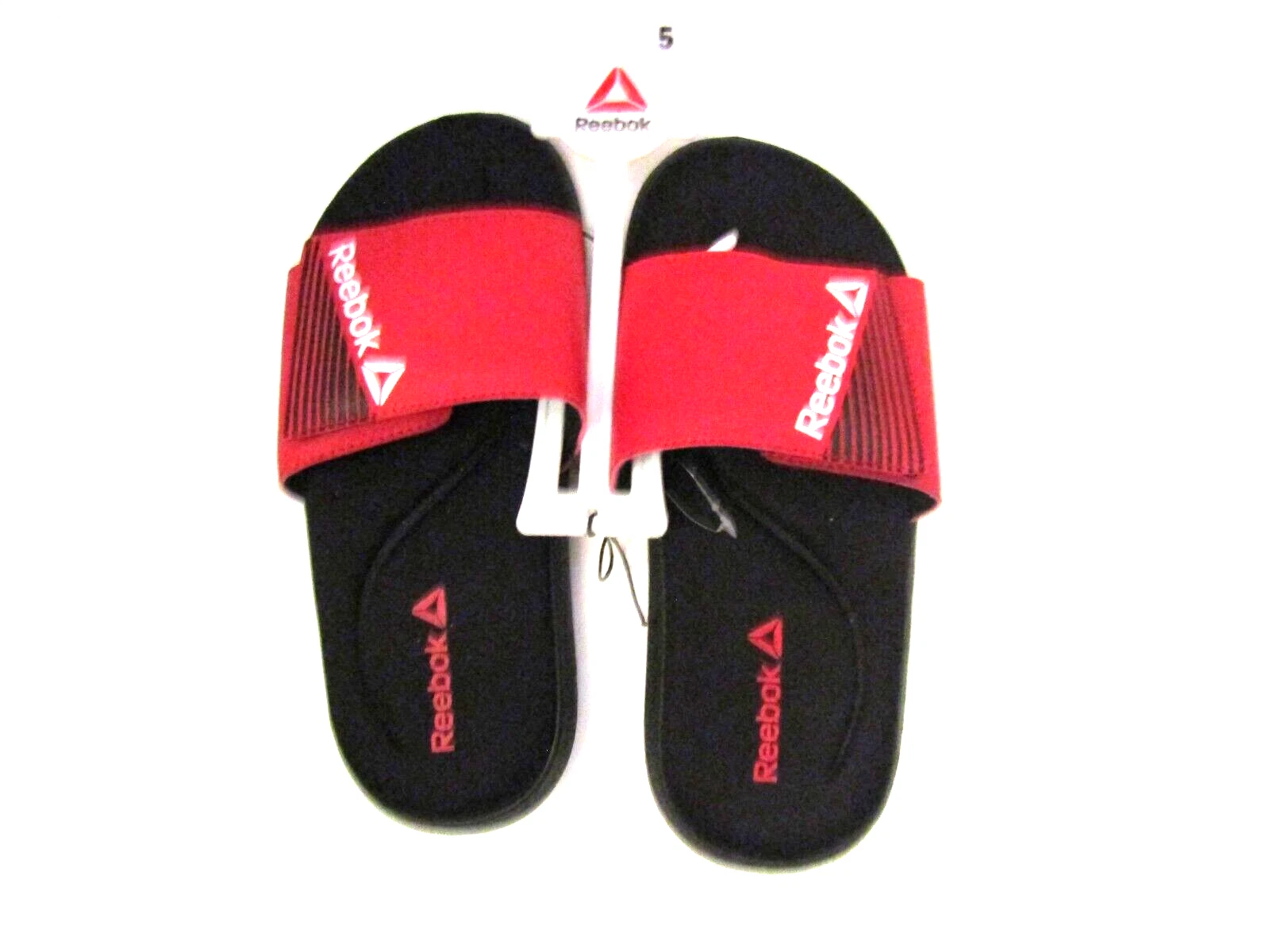 NUOVO REEBOK rosso e nero memory foam plantare sandali slide UNISEX BAMBINI taglia 5