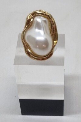 Goldton Kunstperle Kostüm Ring verstellbar