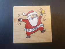 Joyous Santa - Rubber Stamp - Wood Mounted