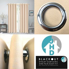 Image of CREAM EYELET BLACKOUT CURTAINS **** H U G E - S A L E  **** NOW CHEAPEST ON EBAY