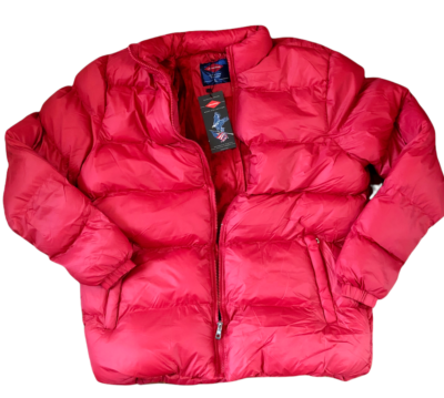 Lee Cooper Pu Down Jacket Mens Men's Puffer Jacket Zip Up Red