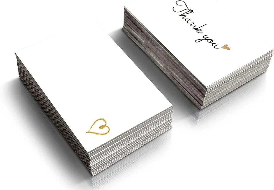 100 Pack Thank You Cards with Gold Heart Design for All Occasions, 3.5x2 Inch - Изображение 2 из 4