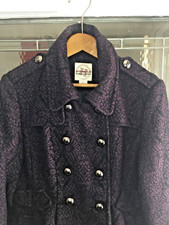 Hydraulic The Blue Jean Standard Button Front Black & Purple Pea Coat Size Xl