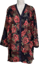 Vintage Victorias Secret Silky Sleep Shirt Floral Burn Out Lingerie Coquette M/L