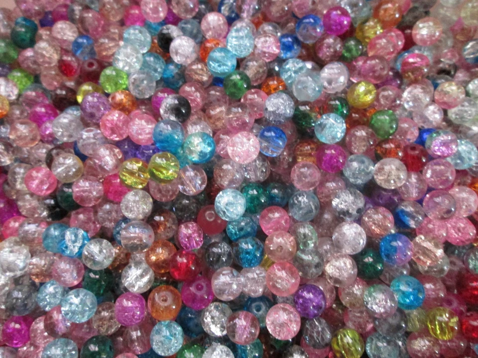 CRYSTAL GLASS CZECH BEADS, ROUND, 8 MM, CRACKLE 200 CHARMS SPACERS FINDINGS - Image 4 of 4