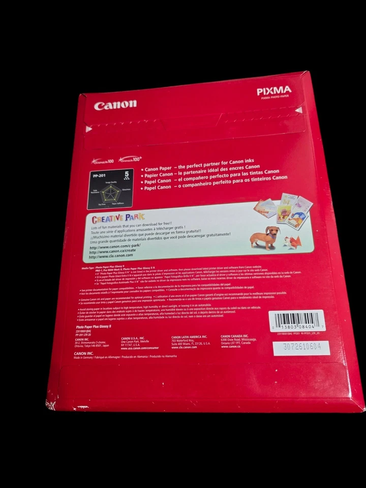 X2 Papel Fotográfico Brillante Canon Plus II 8.5" x 11" PP-201 40 Hojas Nuevo/Sellado Foto 3 de 4