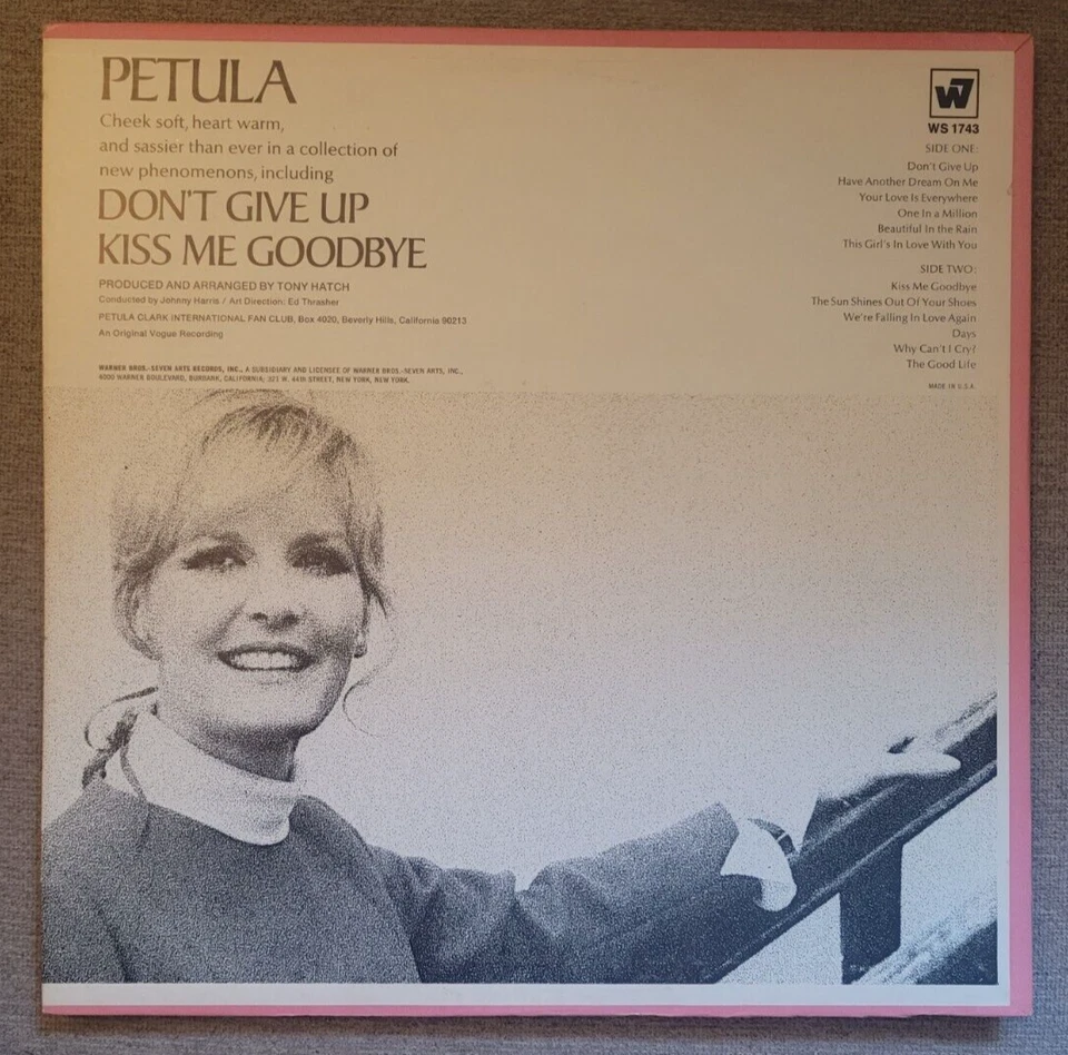 Petula Clark Don't Give Up Kiss Me Goodbye LP WS 1743 Warner Bros EX/VG+ - Image 2 of 4