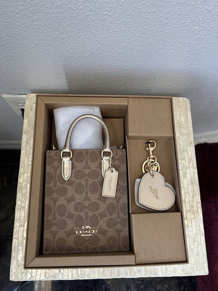 COACH Boxed Mini Tote Bag And Mirror Bag Charm Set In Signature