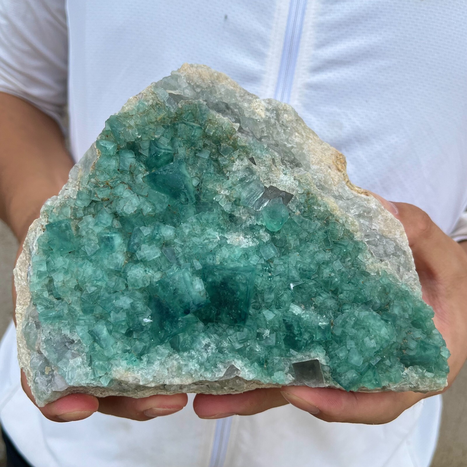 3.5lb Natural Green Fluorite Crystal Cluster Specimen for Healing and Energy