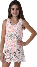 Hobie Girls' Sleeveless Cover Up Dress, Dollop of Daisy, Large