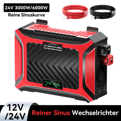 3000W 6000W 12V auf 230V Reiner Sinus Spannungswandler Wechselrichter USB+TYPE-C