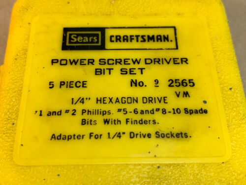 Sears Craftsman USA 2565 Power Screwdriver Bit Set 9-2565 1/4" Hex - Picture 3 of 5