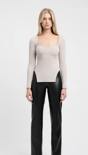 KOOKAI SIZE10 SILVER GREY ASTER MERINO WOOL TOP Long Sleeve New With Tag - Picture 2 of 9