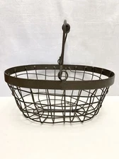 Metal wire basket with Handle Farmhouse cottagecore gift basket 10.75”Lx8”Wx5”H