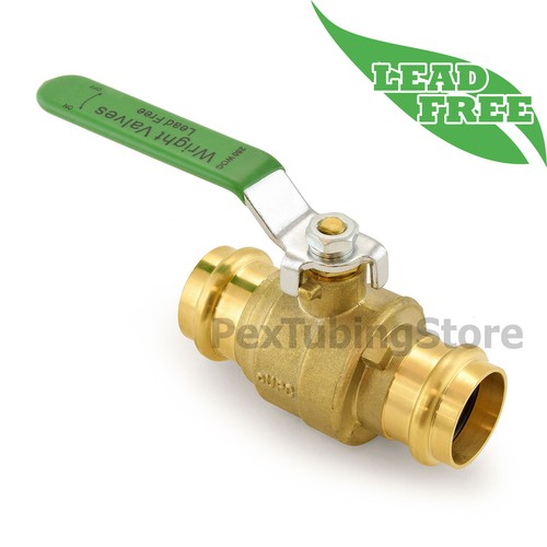1" Copper Press Lead-Free Brass Shut-Off Ball Valve, Full Port, 250psi WOG